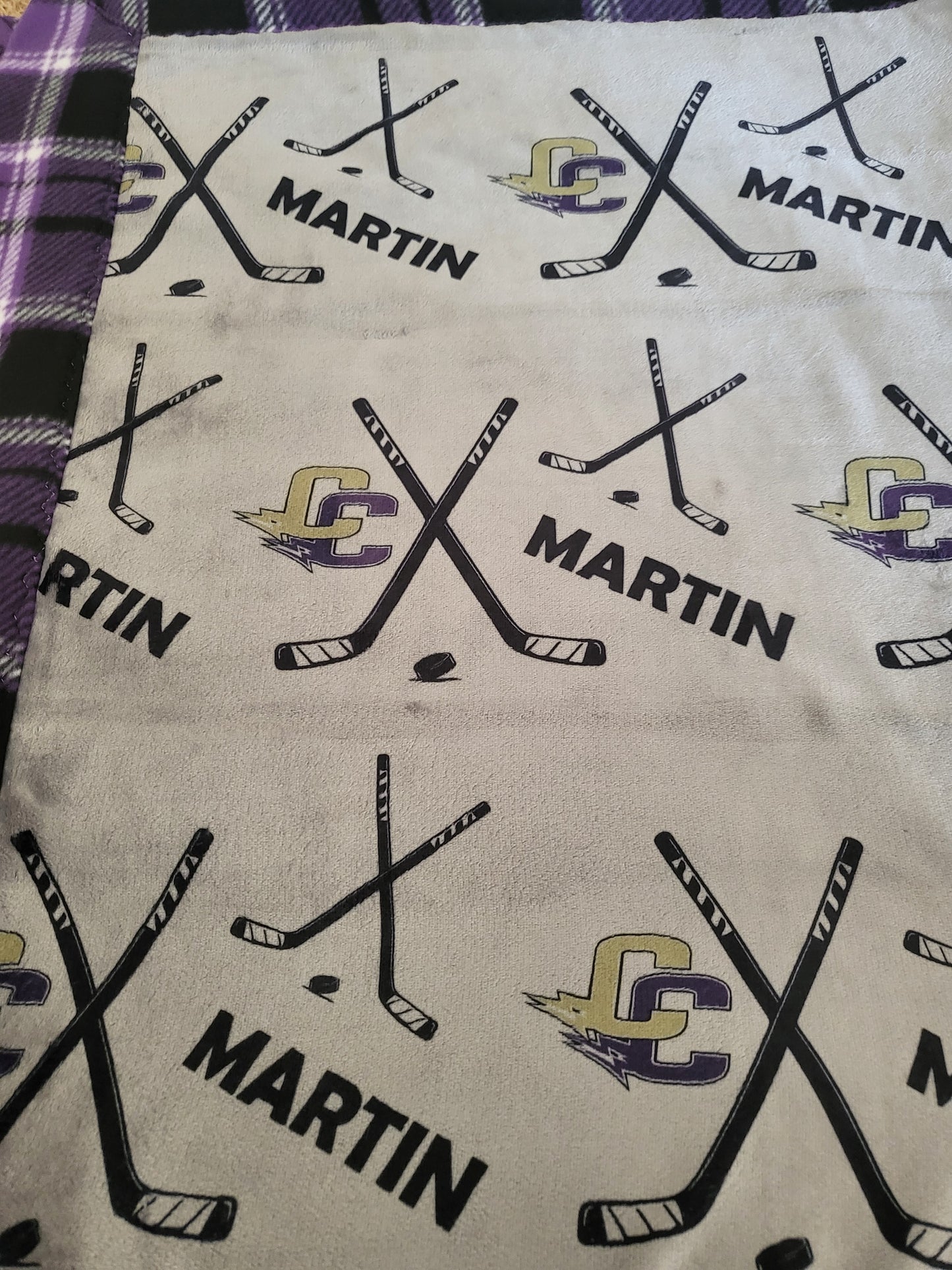 CUSTOMIZED luxe plush blanket -Hockey