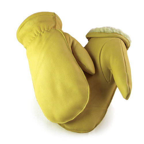 Lined Deerskin personalized chopper mittens - with fingered glove inside BLACK