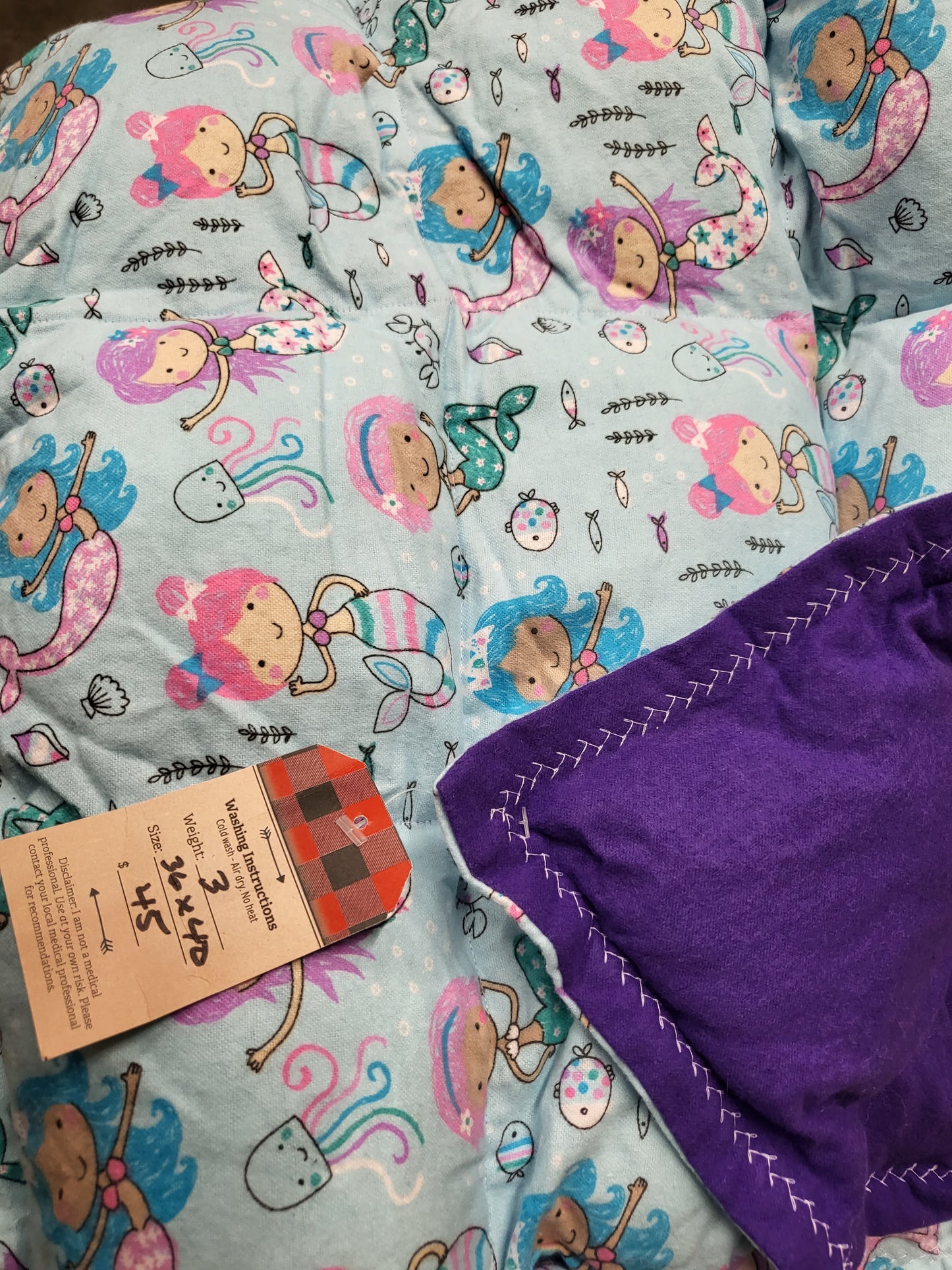 Pre made weighted blanket - mermaids 3lbs