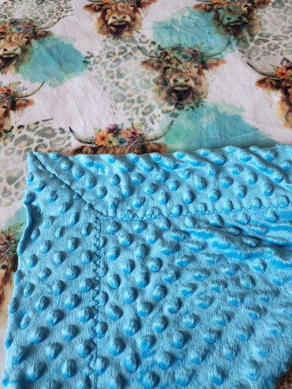 Baby size minky blanket - highland cow