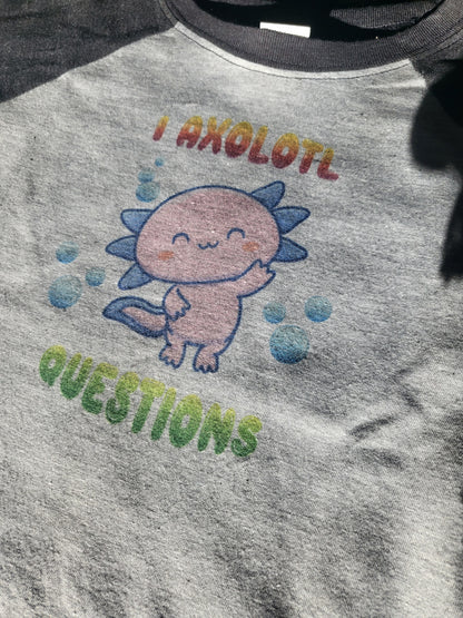 Sassy kids 3/4 sleeve  tee- axolotl