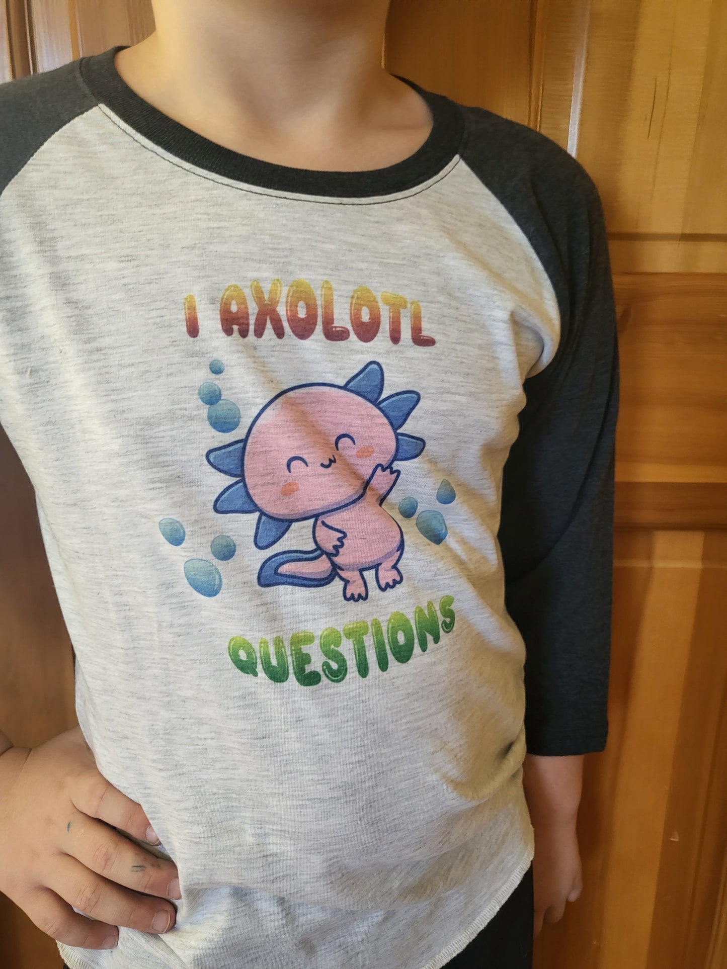 Sassy kids 3/4 sleeve  tee- axolotl