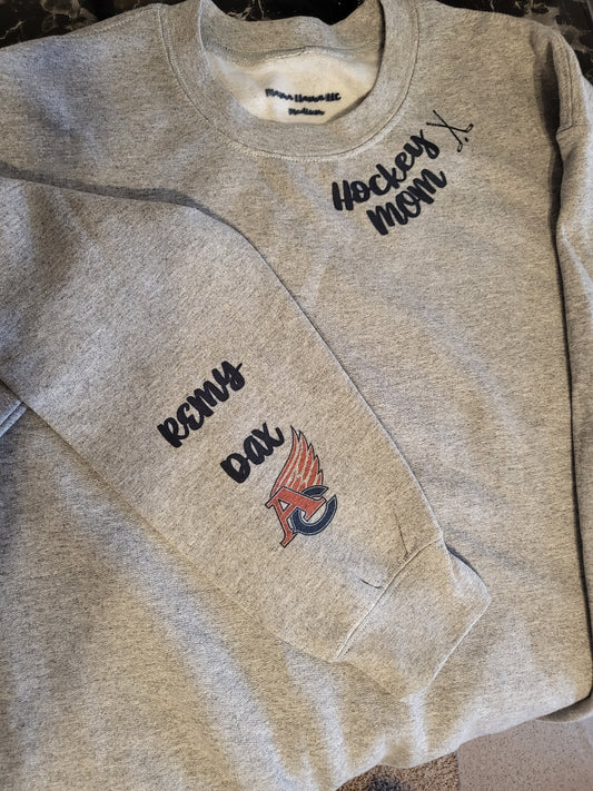 Customized "SPORTS" MOM Crew neck sweatshirt - WITH NAMES ON SLEEVE