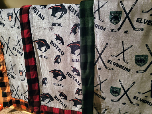 CUSTOMIZED luxe plush blanket -Hockey