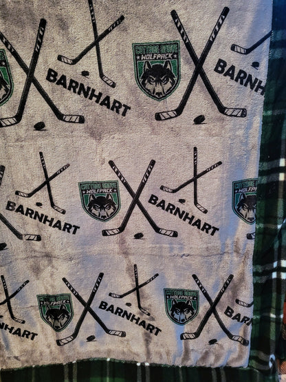 CUSTOMIZED luxe plush blanket -Hockey