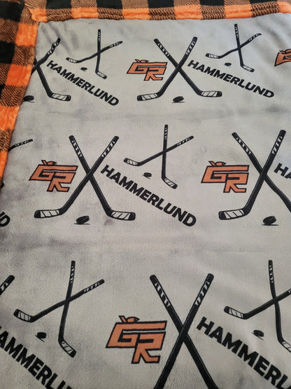 CUSTOMIZED luxe plush blanket -Hockey