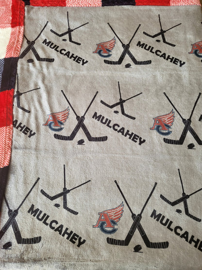 CUSTOMIZED luxe plush blanket -Hockey