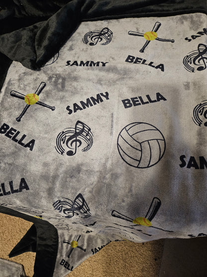 CUSTOMIZED luxe plush blanket - ADD YOUR SPORT(s)