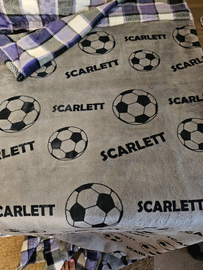 CUSTOMIZED luxe plush blanket - ADD YOUR SPORT(s)
