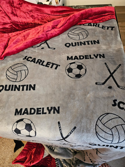 CUSTOMIZED luxe plush blanket - ADD YOUR SPORT(s)