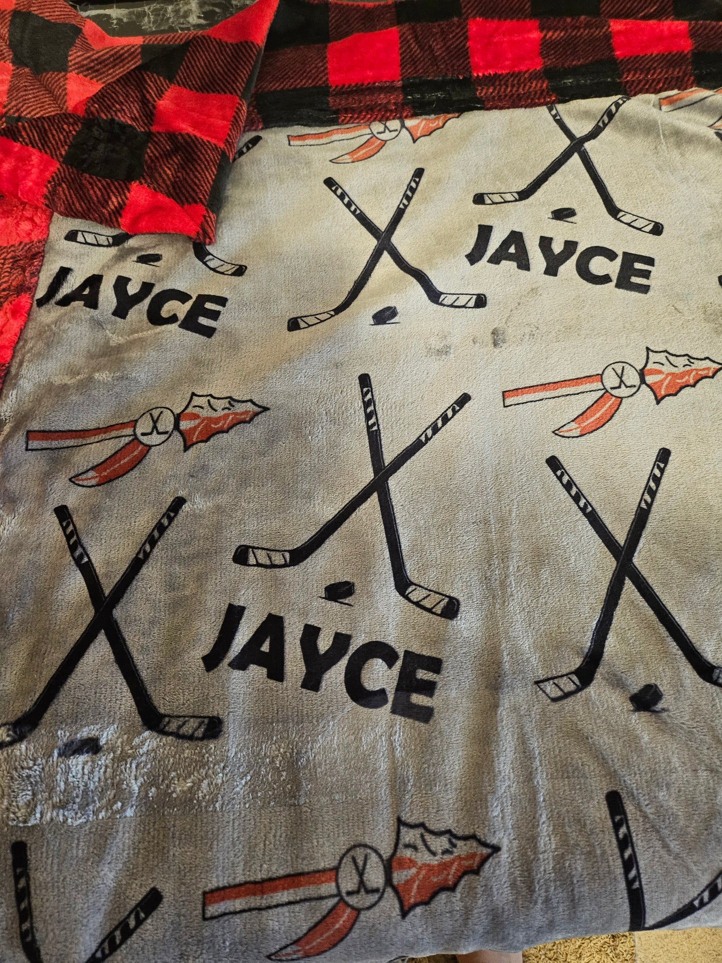 CUSTOMIZED luxe plush blanket -Hockey