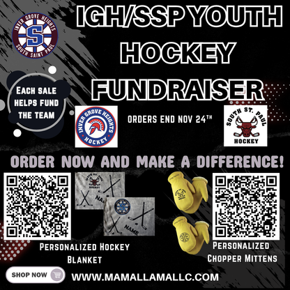 IGH/SSP youth Hockey  - Lined Deerskin personalized chopper mittens