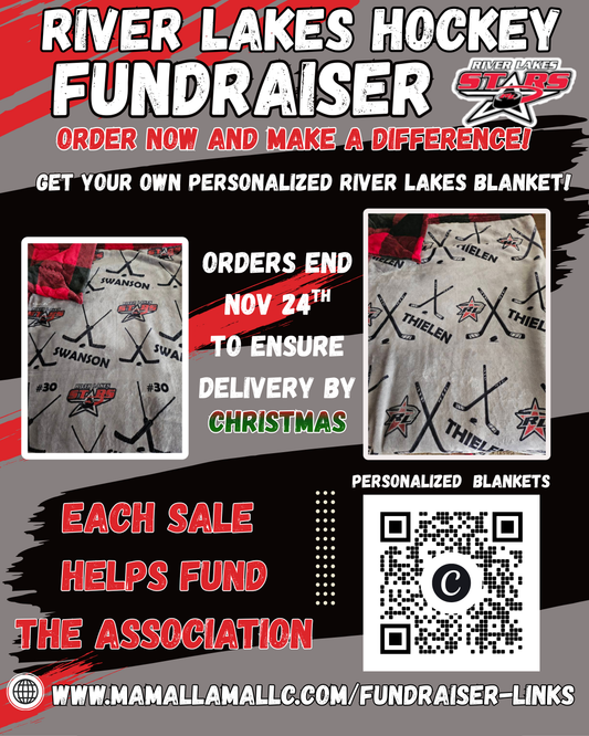 RIVER LAKES FUNDRAISER HOCKEY BLANKETS - EXCLUSIVE PRINT - PERSONALIZED