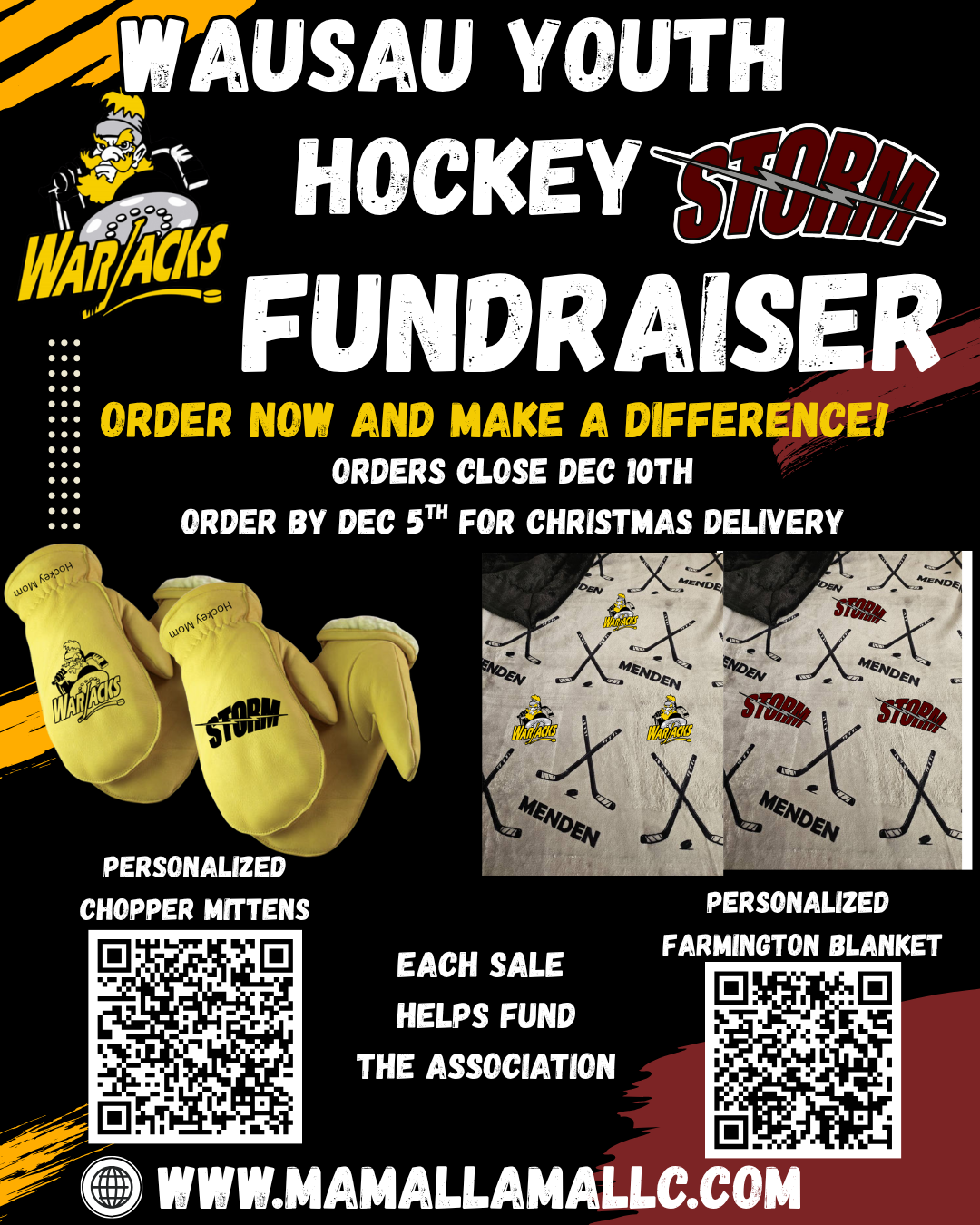 WAUSAU FUNDRAISER - Lined Deerskin personalized chopper mittens