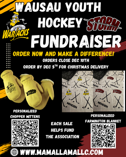 WAUSAU FUNDRAISER - Lined Deerskin personalized chopper mittens