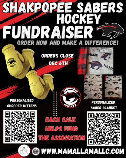 SHAKOPEE SABER  FUNDRAISER - Personalized Hockey Blanket