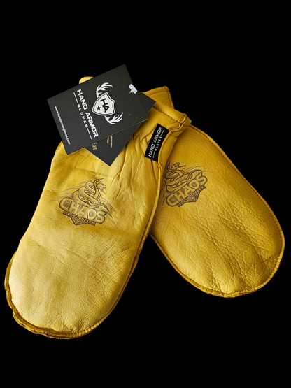 Lined Deerskin personalized chopper mittens - with fingered glove inside.