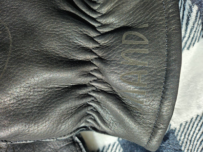 Lined Deerskin personalized chopper mittens - with fingered glove inside BLACK