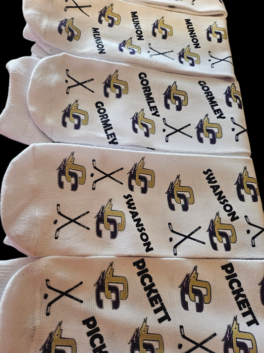 Custom Sports Socks - add your Sport(s) logo & Name