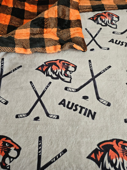 CUSTOMIZED luxe plush blanket -Hockey