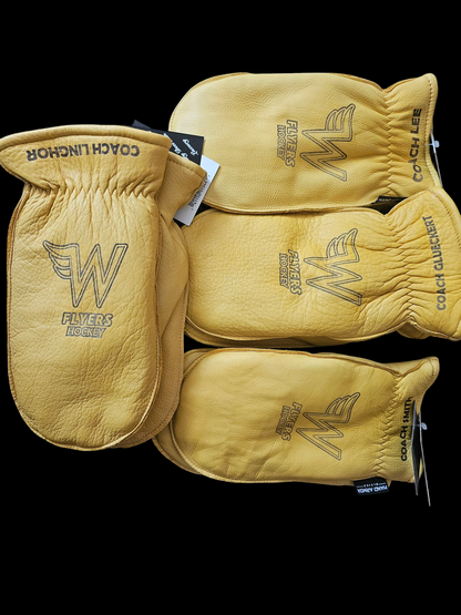 Lined Deerskin personalized chopper mittens - with fingered glove inside.
