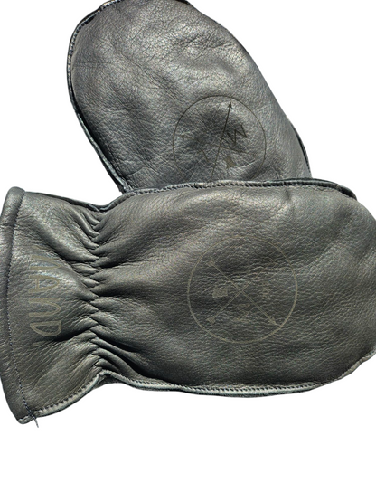 Lined Deerskin personalized chopper mittens - with fingered glove inside BLACK
