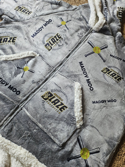 Personalized wearable blanket Pullover hoodies - Add your sports/names/logos