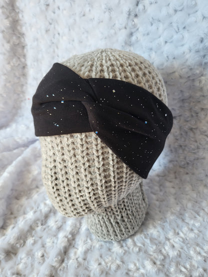 Soft twist headbands - Black sparkle  wear multiple ways