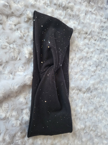 Soft twist headbands - Black sparkle  wear multiple ways