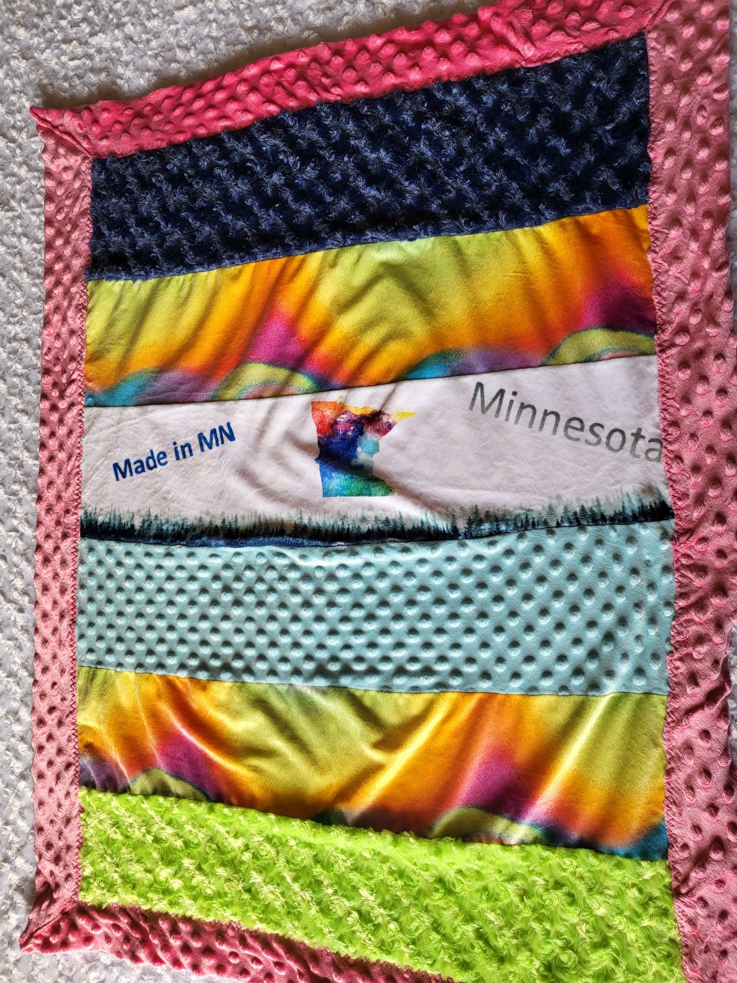 Baby size minky blanket -made in MN